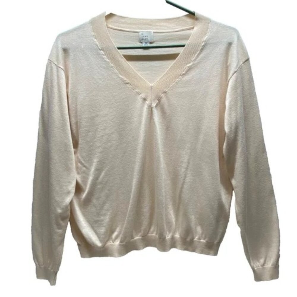A New Day Lightweight Sweater Women’s XS Light Peach V-Neck Pullover Target EUC